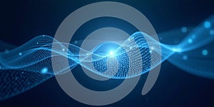 Abstract Blue Wave Pattern with Futuristic Light Effect