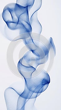 Abstract blue wave pattern on white background, fluid motion design. Modern art concept