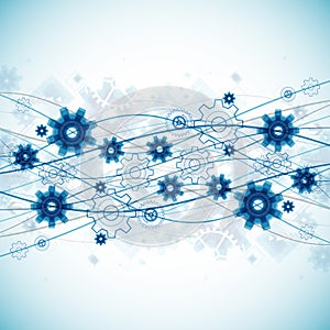 Abstract blue wave technology business template background.