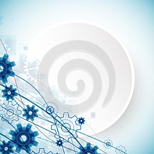 Abstract blue wave technology business template background.