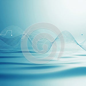 Abstract Blue Waveform Data Visualization and Digital Network Pattern