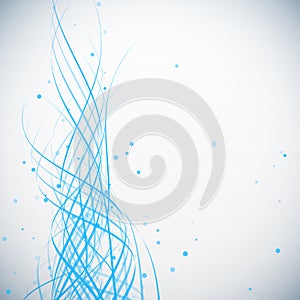 Abstract blue waves background with dots