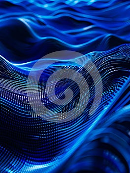 Abstract blue waves on a dark background