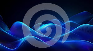 Abstract Blue Waves  Digital Flow  Technology Background  Data Visualization