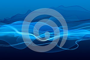 Abstract blue waves and smoke background
