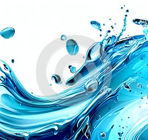 Abstract blue waves on white background