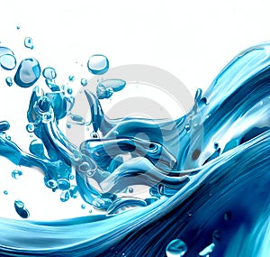 Abstract blue waves on white background