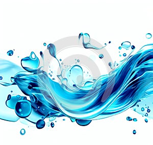 Abstract blue waves on white background