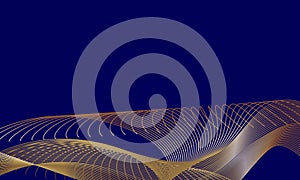 abstract blue wavy background with gold line wave, can be used for banner sale