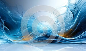 Abstract Blue Wavy Design on White Background, Modern Fluid Art Concept, Dynamic Smooth Lines, Digital Wave Illustration