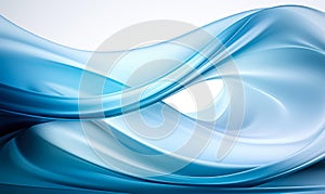 Abstract Blue Wavy Design on White Background, Modern Fluid Art Concept, Dynamic Smooth Lines, Digital Wave Illustration