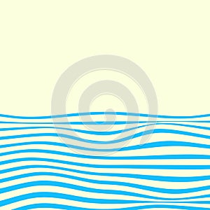 Abstract Blue Wavy Lines Texture in Pastel Yellow Background