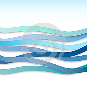 Abstract blue wavy stripes, vector