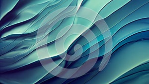 Abstract blue wavy wallpaper. Waves background with curvy details. Texture with bluish surreal gradient colors