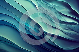 Abstract blue wavy wallpaper. Waves background with curvy details. Texture with bluish surreal gradient colors