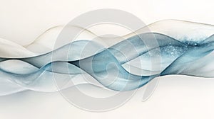 Abstract blue and white flowing waves on a white background