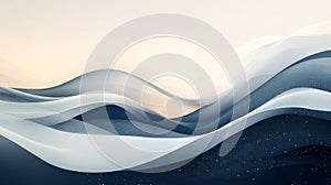 Abstract Blue and White Flowing Waves Background