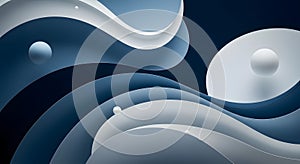 Abstract Blue White Geometric Pattern with Spheres and Curves for Modern Design