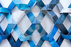 Abstract Blue and White Interwoven Geometric Pattern