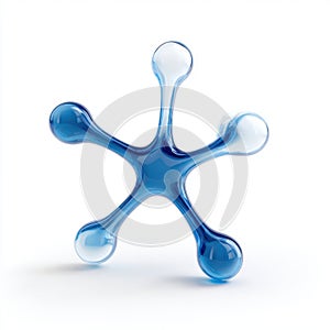 Abstract blue and white molecular structure on white background with soft lighting and shadows