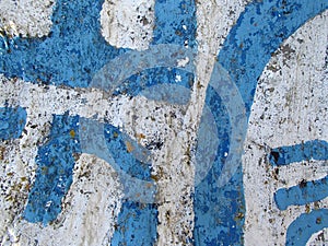 Abstract Blue White Painted Stone Wall
