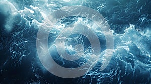 Abstract blue and white swirling pattern resembling clouds or water