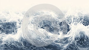 Abstract Blue and White Swirling Wave Pattern