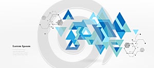 abstract blue white triangle, geometric background, scientific technology, network concept