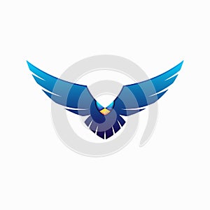 Abstract blue wild bird logo design