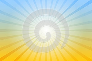 Abstract blue and yellow background with sun ray. Summer vector illustration