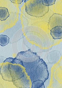 Abstract blue and yellow color drop on paper background for decoration on fashion and summer seasonal