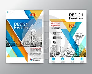 Abstract blue & Yellow diagonal Brochure annual report cover Flyer Poster design Layout template