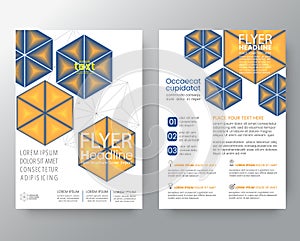 Abstract blue and yellow hexagon Brochure annual report cover Fl