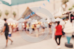 Abstract blur background crowd people in shopping mall for background, Vintage toned