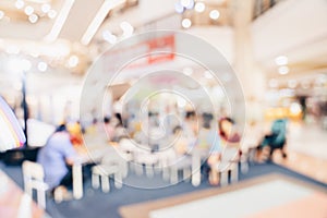 Abstract blur background crowd people in shopping mall for background, Vintage toned