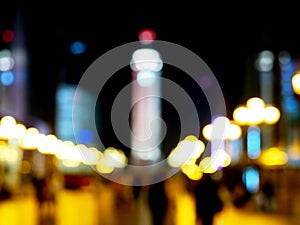 Abstract blur background of Jiefangbei Pedestrian Street at night in Chongqing, China