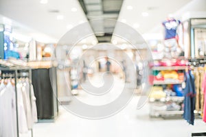 Abstract blur of beautiful clothes store and shopping mall inter