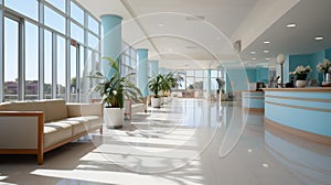 Abstract blur beautiful luxury hospital interior for backgrounds, perspective