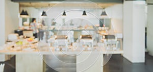 Abstract blur beautiful luxury restaurant interior in hotel resort - Vintage Light Filter.