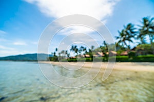 Abstract blur beautiful tropical beach and sea with coconut palm