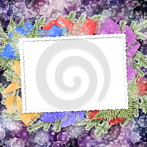 Abstract blur boke background with paper frame