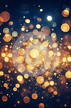 Abstract blur bokeh background. Yellow gold and navy blue colors bokeh background