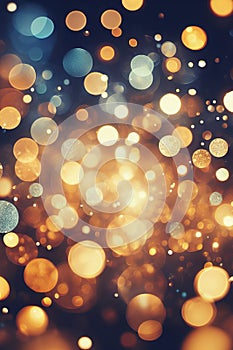 Abstract blur bokeh background. Yellow gold and navy blue colors bokeh background