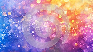 Abstract blur bokeh banner background. Rainbow colors, pastel purple, blue, gold yellow