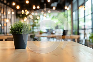 Abstract Blur Coworking Space with Desks and Laptops photo
