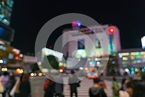 Abstract blur crowd people on crosswalk at Shibuya town