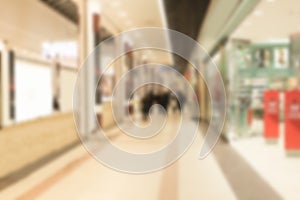 Abstract blur and defocused beautiful luxury shopping mall of deparment store for background. walking people.