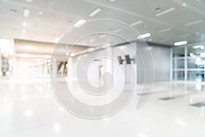 abstract blur and defocused in empty office building with glass window and copy space