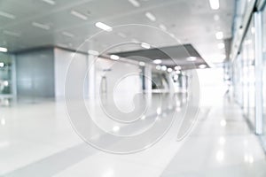 abstract blur and defocused in empty office building with glass window and copy space