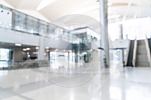 abstract blur and defocused in empty office building with glass window and copy space